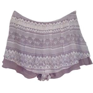 Free People Purple Lavender Double Layered Flowy Geometric Kaleidoscope Shorts